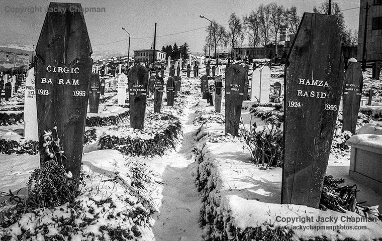 Snow covered cemetery, Sarajevo, 1998